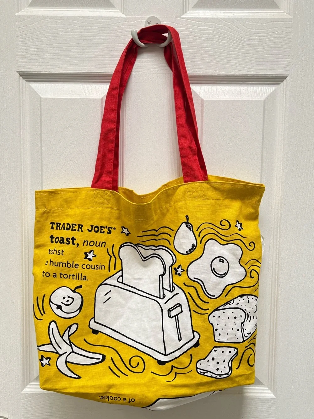 Trader Joe's Breakfast Waffle Toast Milk Jam Canvas Eco Shopping Tote Bag